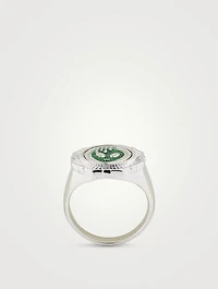 Pop Moss Silver Alien Coin Ring