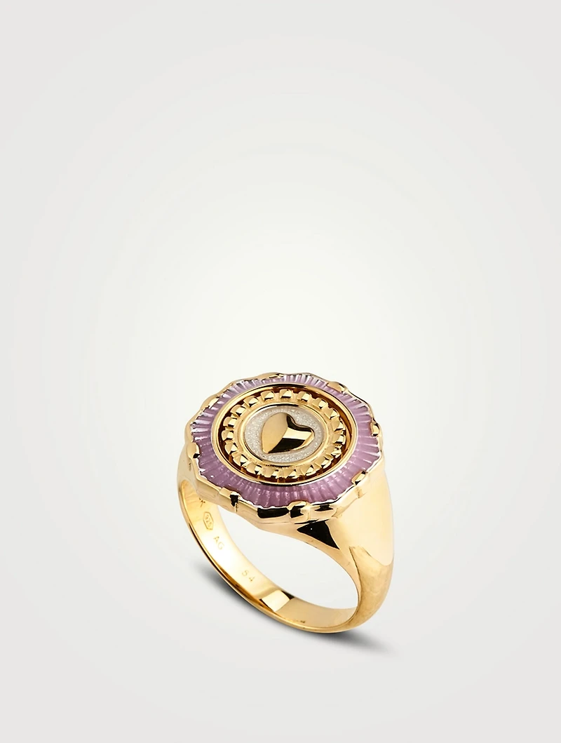 Pop Moss Goldplated Love Coin Ring