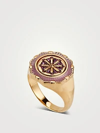 Pop Moss Goldplated Lilac Coin Ring