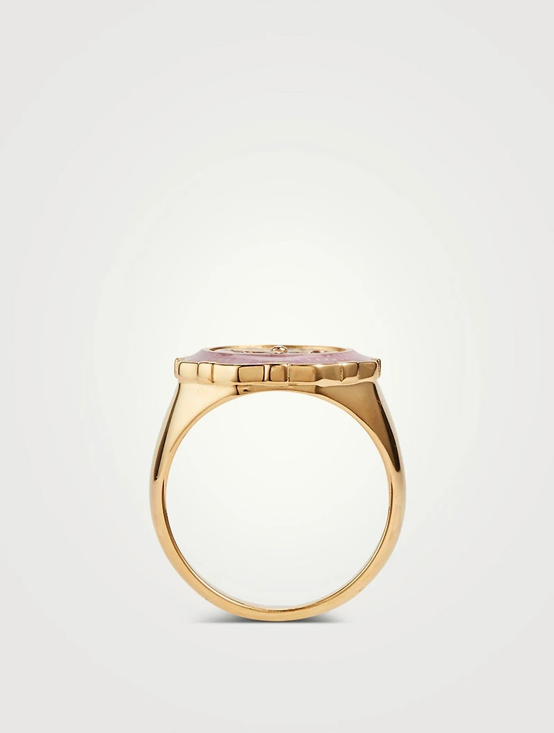 Pop Moss Goldplated Lilac Coin Ring