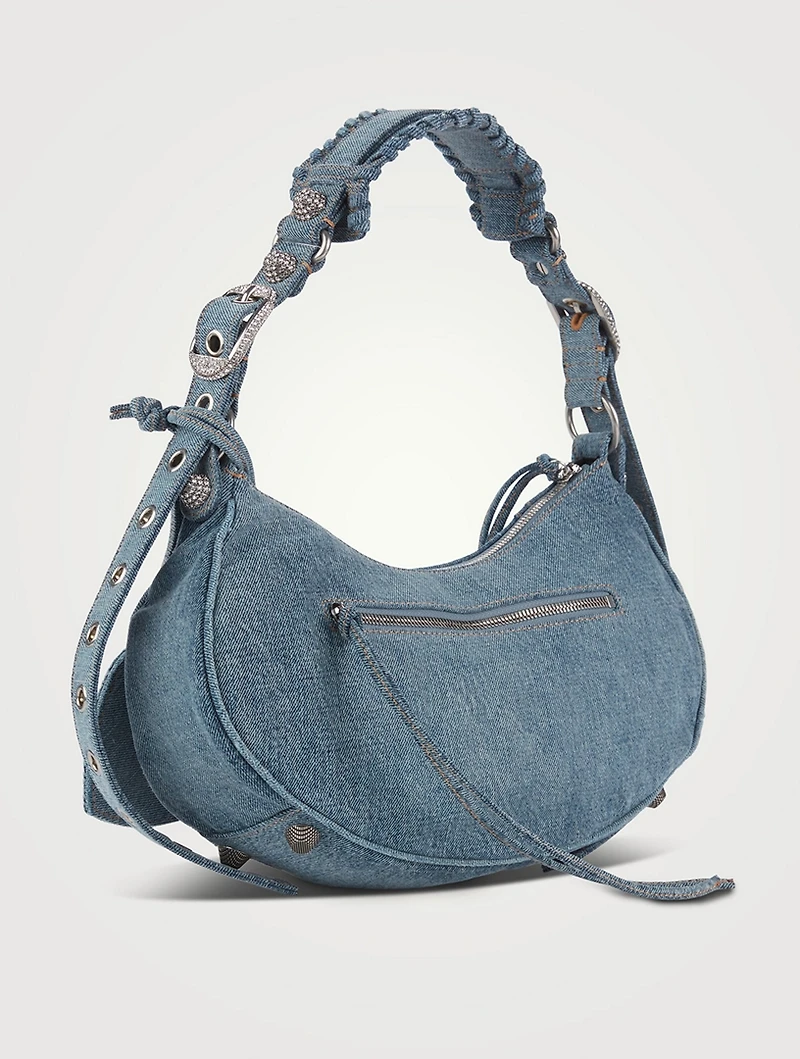 Small Le Cagole Denim Shoulder Bag