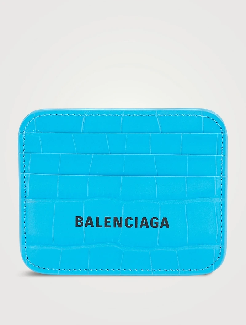 Cash Croc-Embossed Leather Card Holder