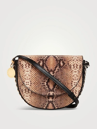 Medium Frayme Snakeskin-Embossed Saddle Bag