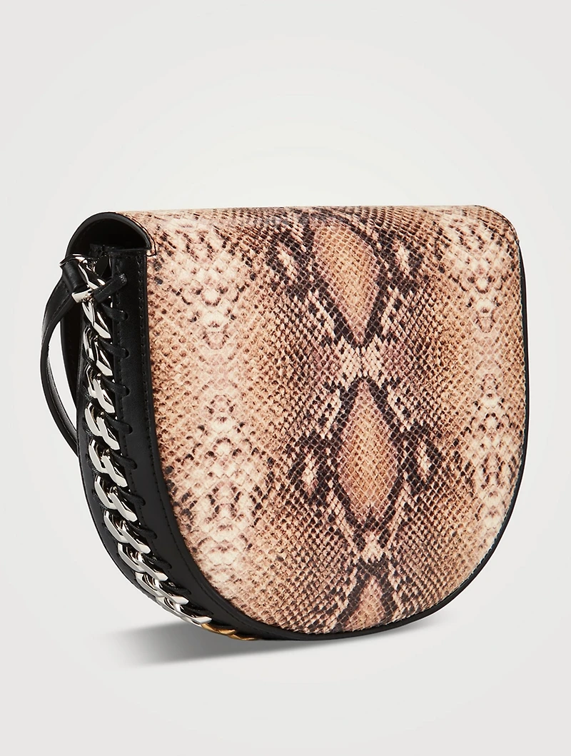 Medium Frayme Snakeskin-Embossed Saddle Bag