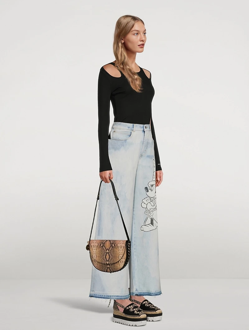 Medium Frayme Snakeskin-Embossed Saddle Bag