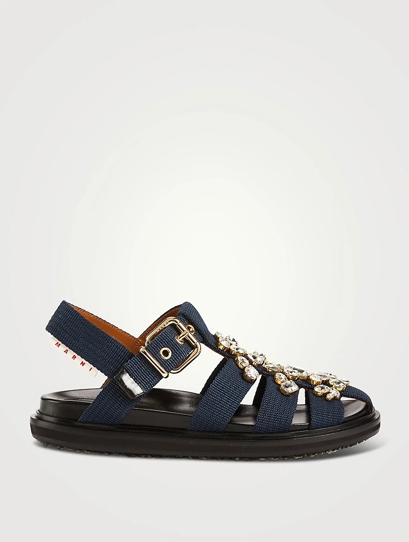 Fussbett Webbing Fisherman Sandals With Crystals