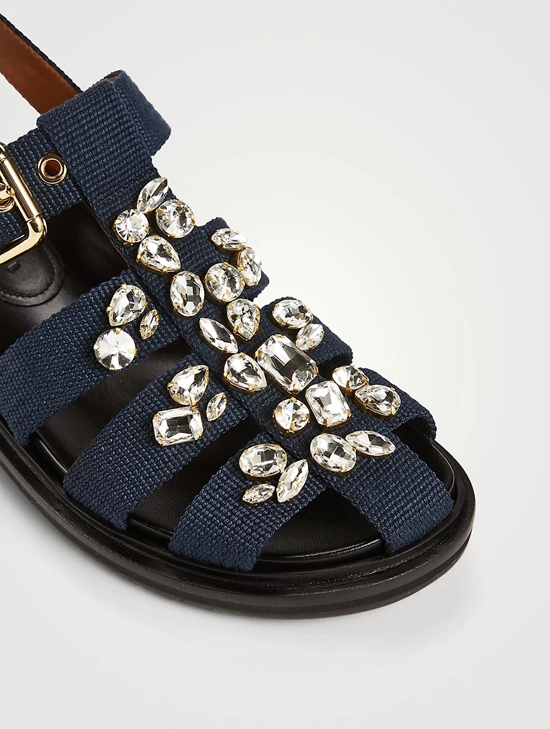 Fussbett Webbing Fisherman Sandals With Crystals