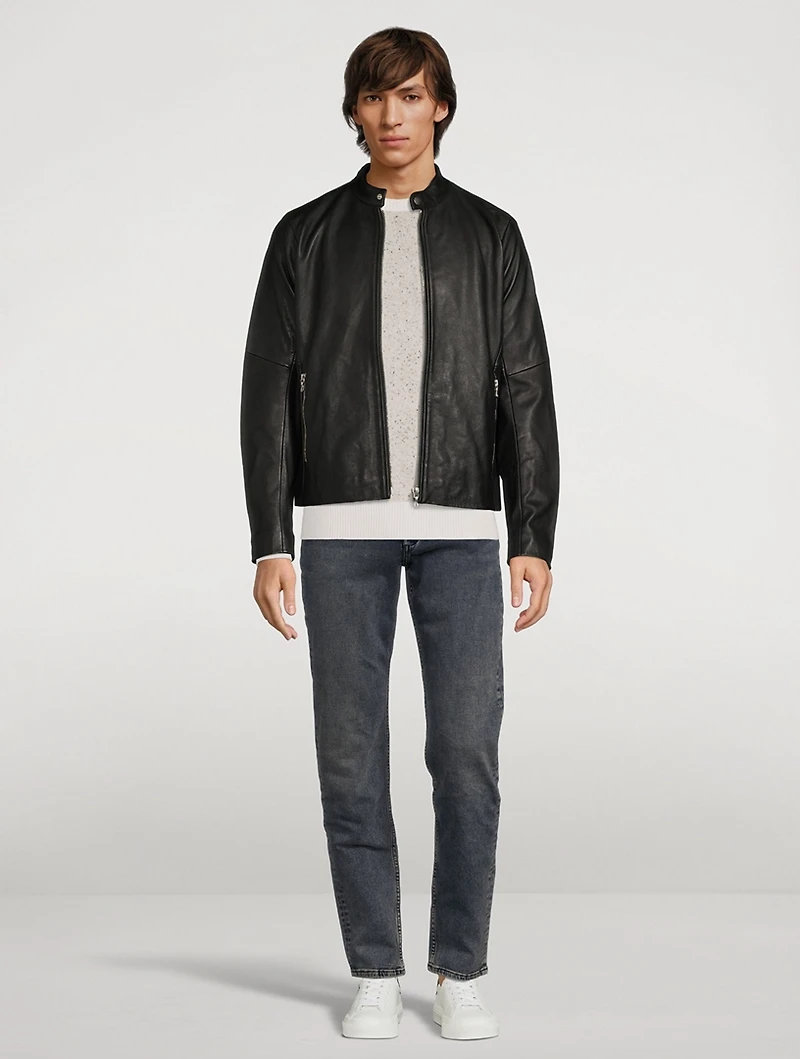 Articulated Leather Moto Jacket