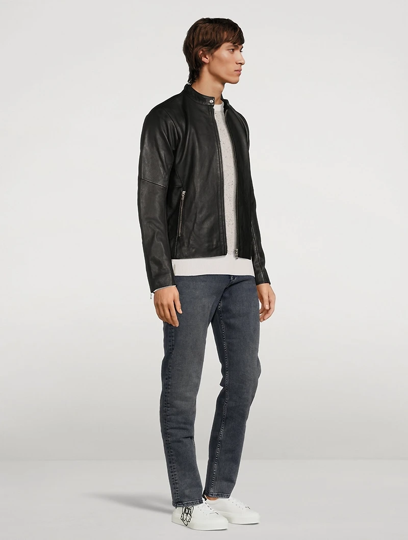 Articulated Leather Moto Jacket