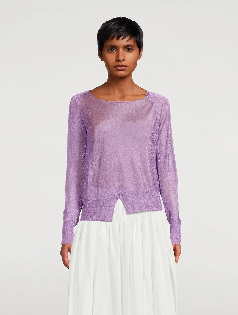 Giro Metallic Sheer Knit Long-Sleeve Top