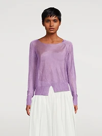 Giro Metallic Sheer Knit Long-Sleeve Top