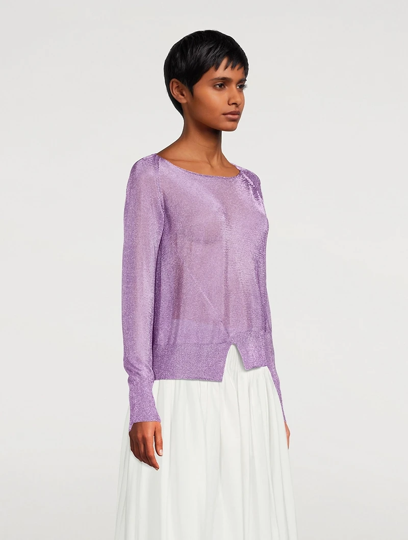 Giro Metallic Sheer Knit Long-Sleeve Top