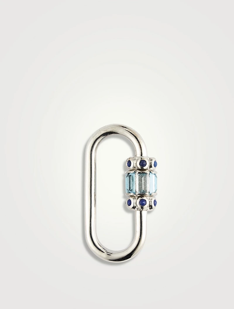 14K White Gold Hatshepsut Lock With Lapis And Aquamarine
