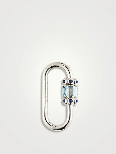 14K White Gold Hatshepsut Lock With Lapis And Aquamarine