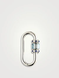 14K White Gold Hatshepsut Lock With Lapis And Aquamarine
