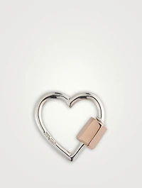 Silver Heartlock With 14K Rose Gold Closure