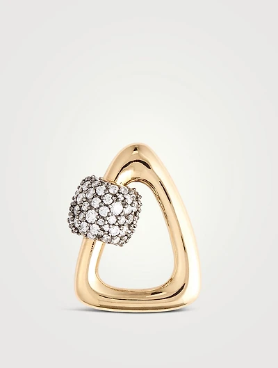 Stoned 18K Gold Free Form Lock With Diamonds