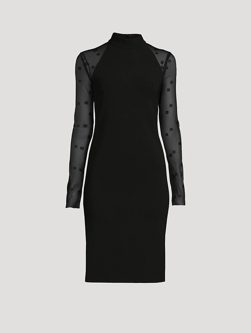 4G Sheer-Sleeve Sheath Dress