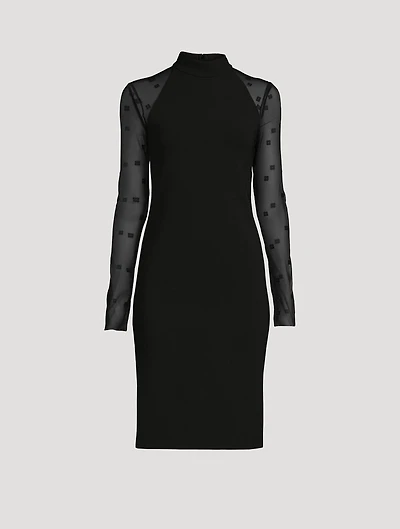 4G Sheer-Sleeve Sheath Dress