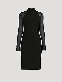 4G Sheer-Sleeve Sheath Dress