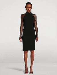 4G Sheer-Sleeve Sheath Dress