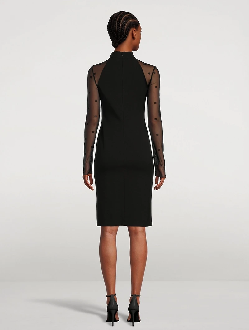 4G Sheer-Sleeve Sheath Dress