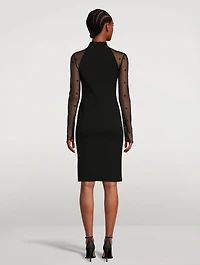 4G Sheer-Sleeve Sheath Dress