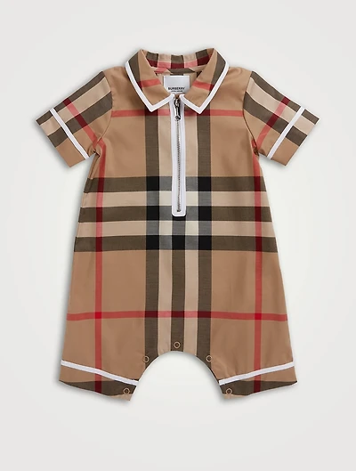 Check Stretch Cotton Playsuit