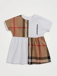Cotton Check Panel Dress With Bloomers