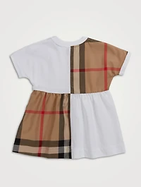 Cotton Check Panel Dress With Bloomers