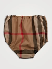 Cotton Check Panel Dress With Bloomers