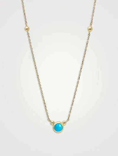 Dew Drop Bonheur 14K Gold Birthstone Necklace With Turquoise