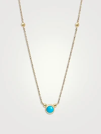 Dew Drop Bonheur 14K Gold Birthstone Necklace With Turquoise