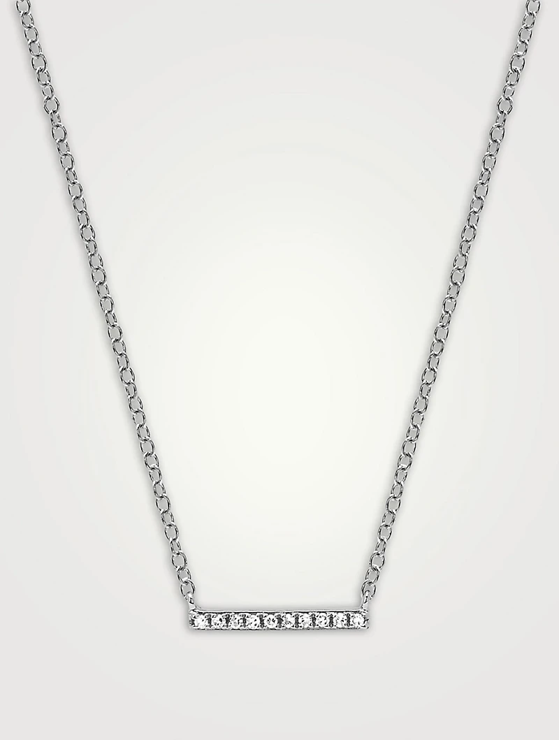 14K Gold Mini Bar Necklace With Diamonds