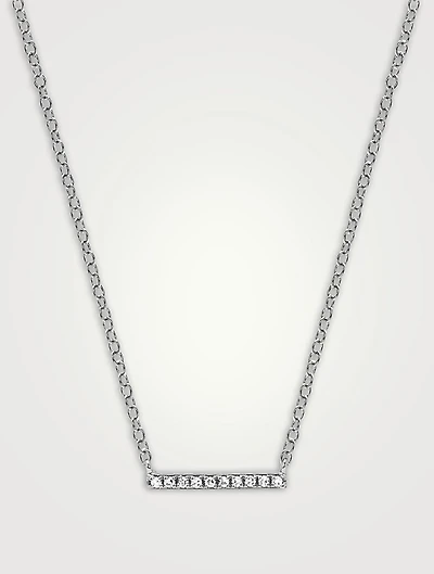 14K Gold Mini Bar Necklace With Diamonds