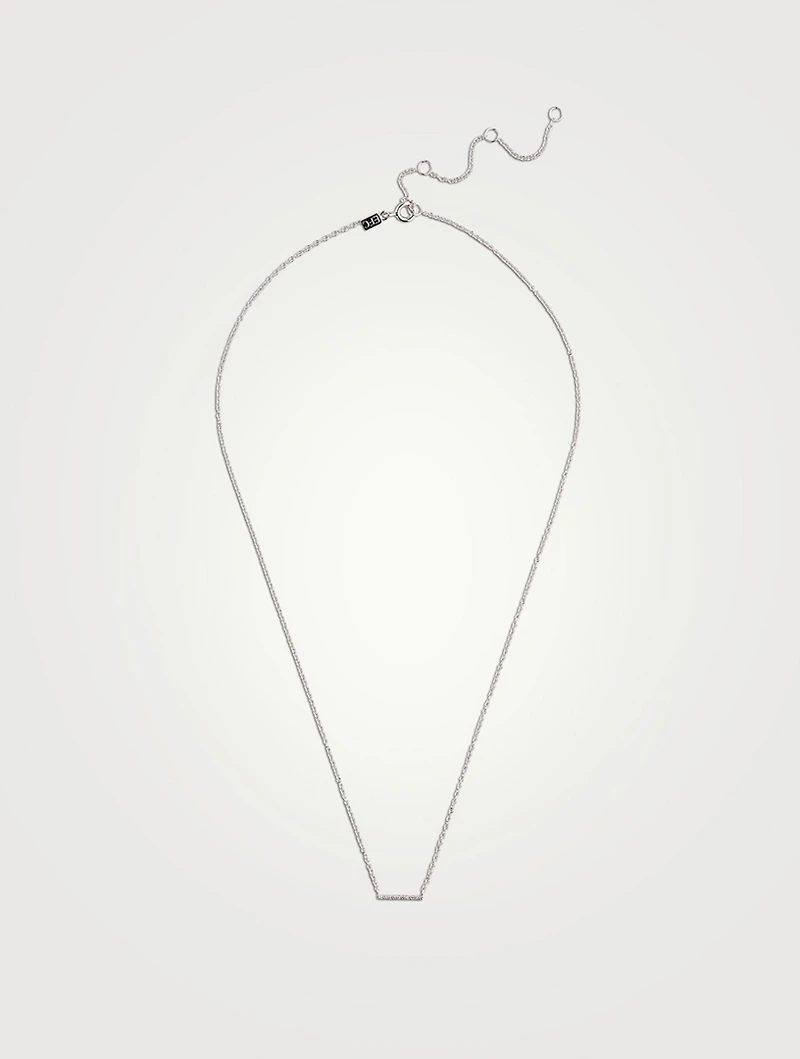 14K Gold Mini Bar Necklace With Diamonds