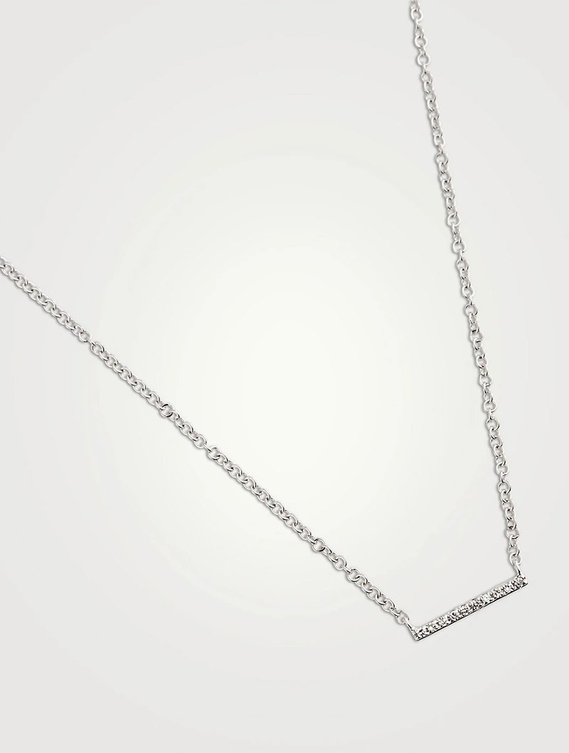 14K Gold Mini Bar Necklace With Diamonds