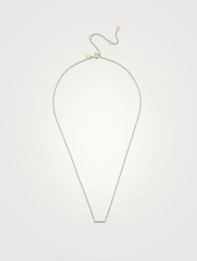 14K Gold Mini Bar Necklace With Diamonds