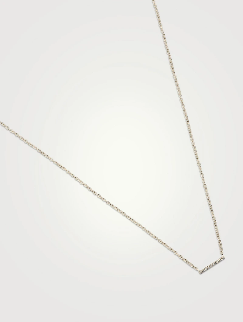 14K Gold Mini Bar Necklace With Diamonds