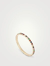 14K Gold Diamond Rainbow Eternity Band Ring
