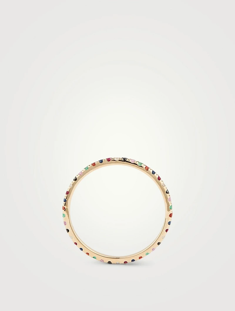 14K Gold Diamond Rainbow Eternity Band Ring