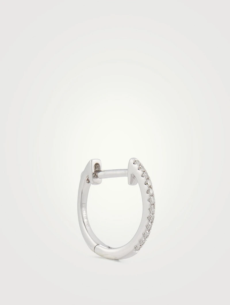 Mini 14K White Gold Huggie Hoop Earring With Diamonds