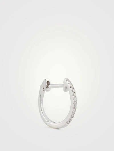 Mini 14K White Gold Huggie Hoop Earring With Diamonds