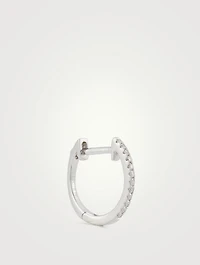Mini 14K White Gold Huggie Hoop Earring With Diamonds