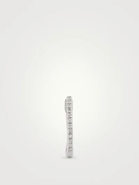 Mini 14K White Gold Huggie Hoop Earring With Diamonds