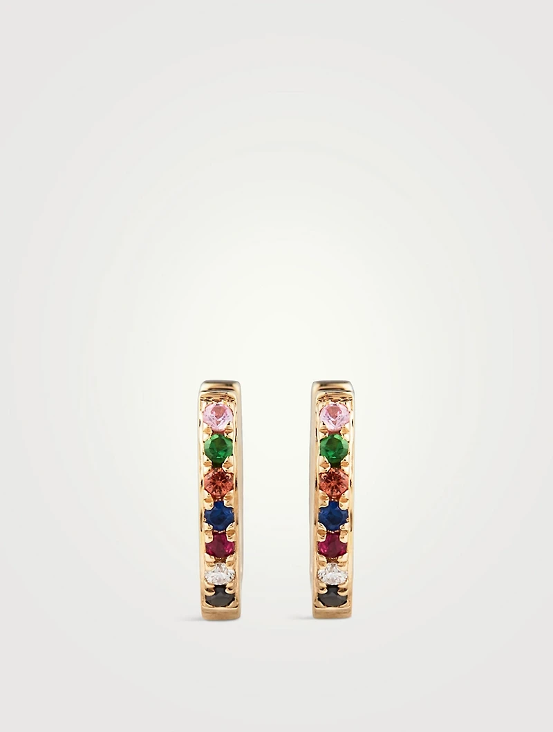 Mini 14K Gold Rainbow Huggie Hoop Earrings