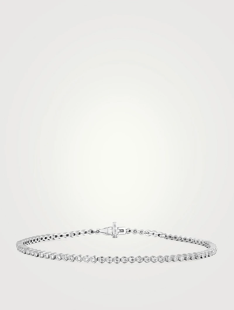14K White Gold Diamond Bezel Eternity Bracelet