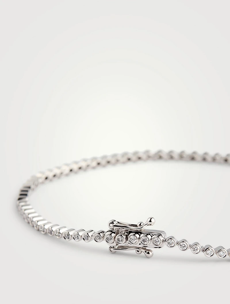 14K White Gold Diamond Bezel Eternity Bracelet