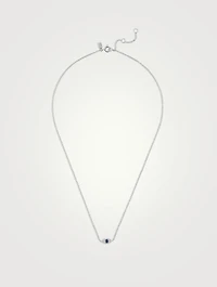 14K White Gold Evil Eye Choker Necklace With Diamonds And Sapphire