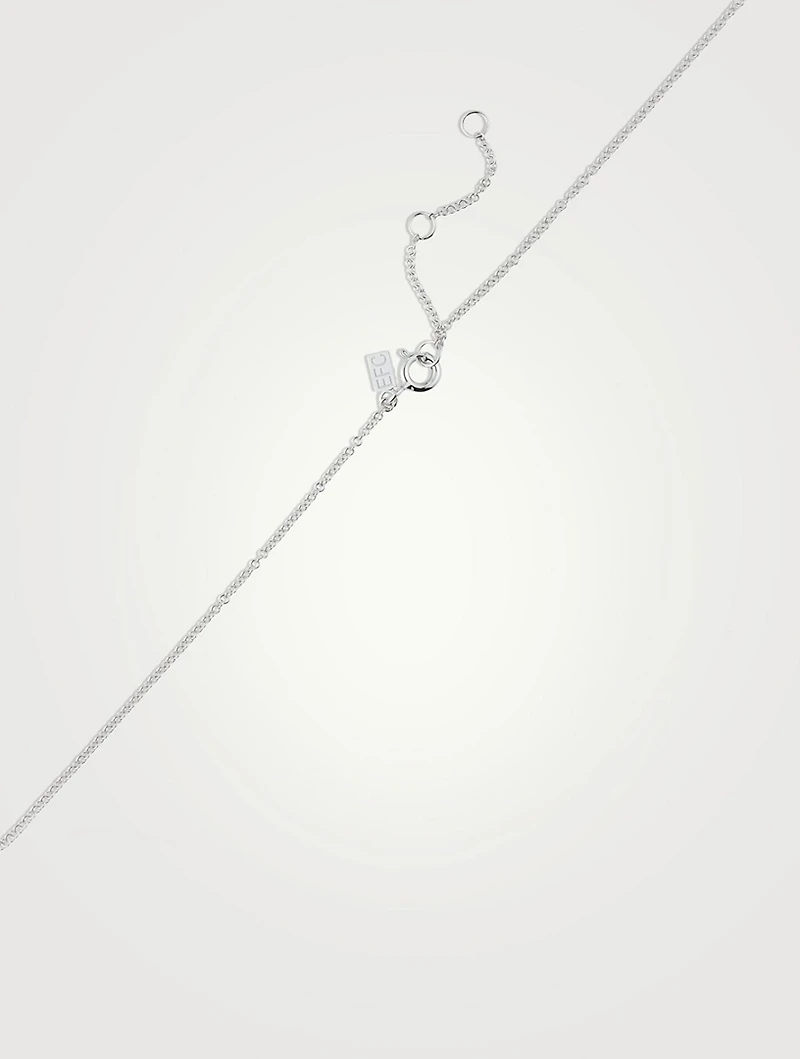 14K White Gold Evil Eye Choker Necklace With Diamonds And Sapphire
